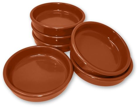 ToCi 4er-Set Tapas-Schalen Braun Auflaufform 230 ml Cazuela Schale Ton-Dessertschalen Schälchen Mediterran Ø 15 cm Traditionelle Tonware aus Spanien