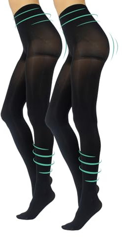 CALZITALY Collant en Microfibre Opaque Compression 8 mm/Hg, Collant de Contention et Gainant | Noir | S, M, L, XL | 100 DEN | Made in Italy (M, 2 X Noir)