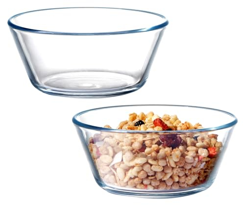 NUTRIUPS Kleine Glasschale Set 2, 400ml Dessertschalen glas，Glasschüssel, Gehärtetes Glas