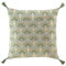 MACOSA U1612333 Kissen 45 x 45 cm Grün Gold Quasten Baumwolle Metallfaser mit Reißverschluss inkl. Füllung Sofakissen modern Dekokissen Zierkissen
