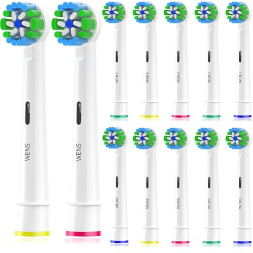 WENS Precision Clean Aufsteckbürsten Kompatibel mit Oral b Braun Elektrische Zahnbürste, Zahnbürstenköpfe Geeignet für Oral-B Pro1000/2000/3000/5000/Vitality und mehre, 12pcs Weiß