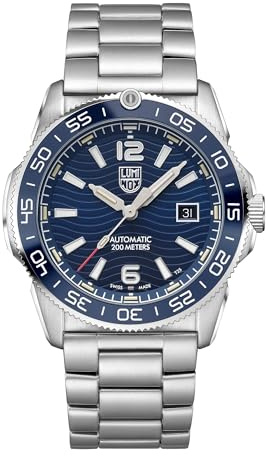 Luminox Pacific Diver 3100 Series Men's Watch, 42mm Stainless Steel Case, Sapphire Crystal, Blue Wave Dial, Swiss Automatic Movement, Water Resistant Sport Watch
