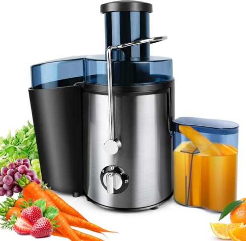 Juicer Machines, Juicers Whole Fruit and Vegetable with 3 Speed Control, 500ML Capacity Centrifugal Juicers, Drip Stop, Easy Clean, Direct Serve, Silver