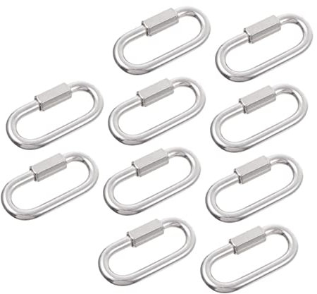 HOMOCONO 10pezzi Maglia Di Catena Filettata Moschettone Per Impieghi Gravosi Maglia Rapida Forma Moschettone Bloccaggio Per Catena Di Riparazione