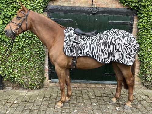 Ruggles Mesh Fly Exercise Sheet with Saddle Hole -Lightweight Breathable fly protection - Zebra Print (Zebra Print, Large)