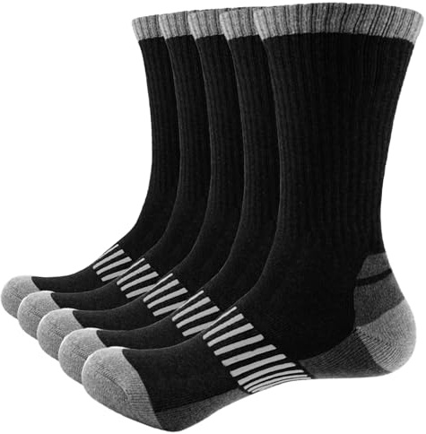 Hocerlu Men's Work Thermal Socks - 5 Pack Cushioned Thick Crew Boot Socks