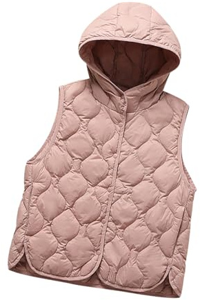 Chaleco Plumas Mujer Capucha Ligero Chaleco Plumon Acolchado Guateado sin Mangas Señora Chalecos Plumifero Plumífero Ultraligero Chaqueta sin Mangas para Mujer Tallas Grandes Corto Fino Rosa XXL