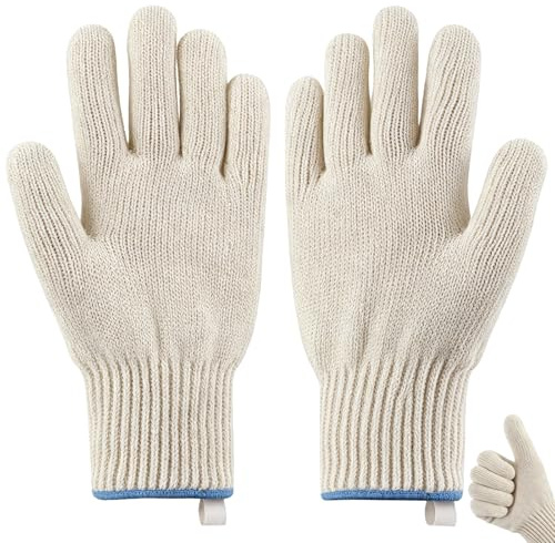 2Pairs Heat Resistant Oven Gloves, with Fingers Double Layer Cotton Kitchen Gloves for BBQ Grilling Baking Cooking Non-Slip High Temperature Protection Reusable Grip Oven Mitts for Hot Food Handling