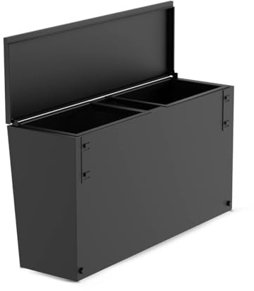 Cozze® Cubo de Basura para Cocina de Exterior – 2 compartimentos para separación, compatible con Elements, BBQ Station y Simple Cart, acero zincado y negro, 60 x 18,5 x 32 cm, carga máx. 8 kg