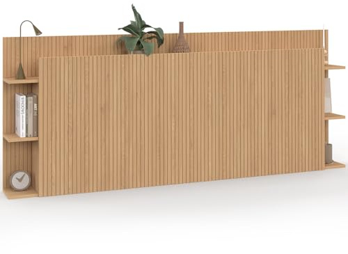 IDMarket - Cabecero en pie Juliette para cama de 140 y 160 cm con espacio de almacenamiento, efecto listones de madera