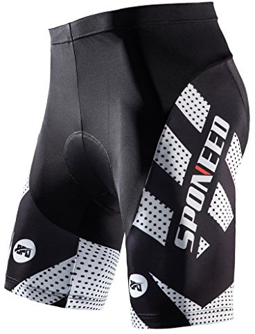 sponeed Men's Shorts for Biking Padding Cycling Pants Male Trainning Padded Road Bike Underwear US L White
