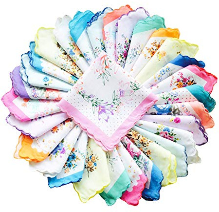 CoCoUSM Womens Vintage Floral Print Cotton handkerchiefs Bulk 5 PCS