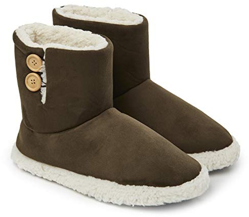 Dunlop Botas para hombre, con suela de goma, de espuma viscoelástica, interior de borreguillo sintético, ideales como regalo, se pueden usar en interiores o exteriores, color Verde, talla 42 EU
