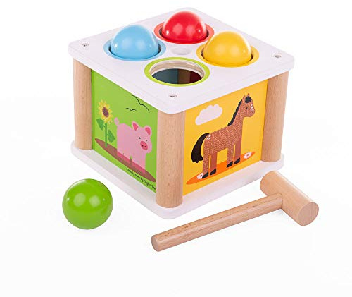 Bigjigs Toys - Tap Tap Ball & Wooden Hammer Toy, Ball Drop Toys, Pounding Toy Hammer, Hammer Toys For 1 Year Old, Educational Toys For Babies, Baby Wooden Toys