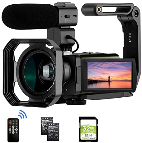 ORDRO Video Camera 4k AX65 Camcorder Video Camera - 12x Optical Zoom, Wide Angle Lens, External Mic, and Livestreaming Capabilities