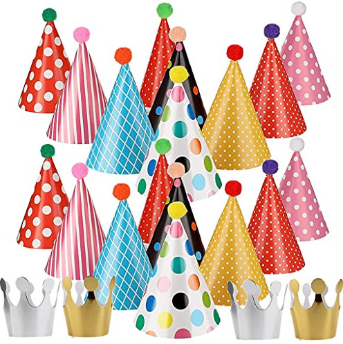 22 Chapeaux de Fête d'Anniversaire pour Enfants - Chapeaux et Couronne pour Fête d'Enfants