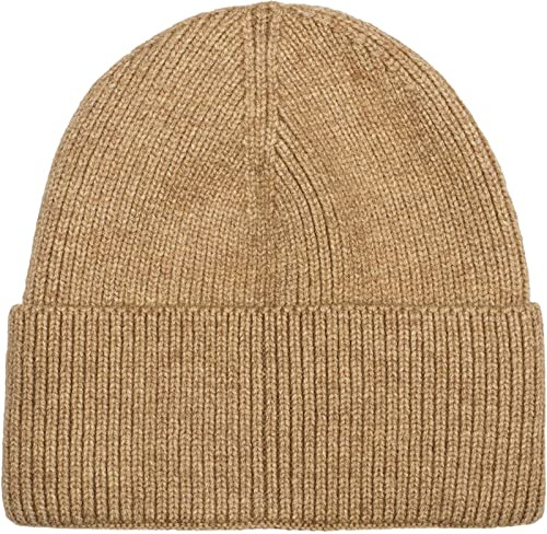 styleBREAKER Unisex Strickmütze mit Rippenmuster und breiter Krempe | Doppelt gestrickte Beanie Wintermütze | Warme Feinstrick Haube für Damen und Herren in vielen Farben, Farbe:Braun meliert
