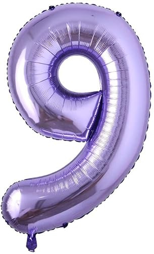 Lila Folienballons Zahl 0 bis 9 als Deko für Geburtstag und Party | 80cm groß | Violett Flieder Lilac Lavendel Zahlen Kindergeburtstag Partydeko Folienballon Ballon Luftballon, Edition: 9. Geburtstag