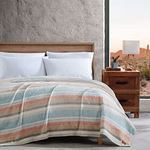 Wrangler - Manta Individual, Manta de Forro Polar de Felpa ultrasuave (Glen Canyon Stripe Blue, Individual)