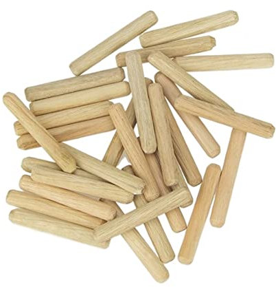 BELLAY Lot de 100 goupilles Rondes en Bois cannelé for tiroir d'armoire 8 x 50 mm