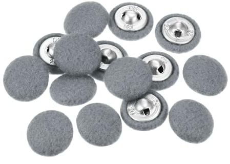 HARFINGTON 10pcs 24L Fabric Cloth Covered Button 15mm Round Holes Metal Shank Sewing Buttons for Suits Dress Blouses, Dark Grey