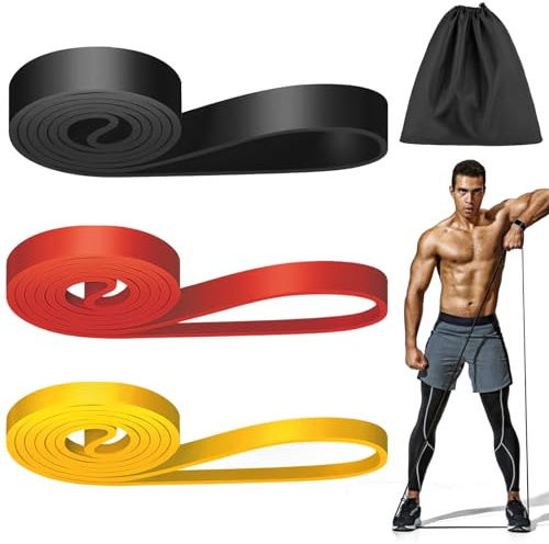 WuGU Bande Elastici Fitness, 3 Pezzi Loop Bands, Banda Elastica di Resistenza per Pull-Up, Resistente Fitness per Stretching, Allenamenti di Resistenza, Potenziamento Muscolare