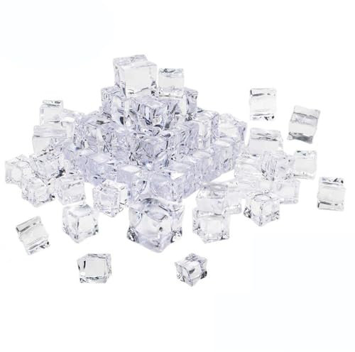 100 cubetti di ghiaccio finti, cristallo di ghiaccio acrilico, cristalli artificiali quadrati, cubetti di ghiaccio riutilizzabili, pietre di ghiaccio decorative, cubetti di ghiaccio trasparenti, 30 mm