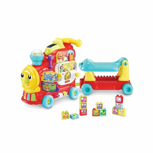 VTech Edo, Maxi Treno Cavalcabile, Trenino Elettrico e Giocattolo Multiattività 7 in 1, Gioco Forme con Oltre 270 Suoni, Melodie e Blocchi Educativi, Lingua Italiana, Batterie Incluse, 12-36 Mesi