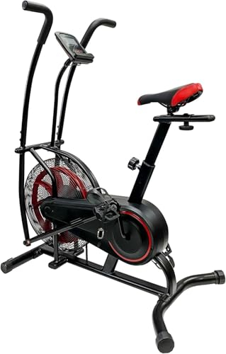 Profi Air Bike mit Luftwiderstand Crosstrainer Fitnessrad Ergometer Fahrrad Heimtrainer 8 Stufen 120 KG belastbar Trainingscomputer App kompatibel (Kinomap)