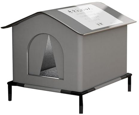 Katzenhaus Für Draußen, Winterfest Wasserdicht Wetterfester Katzenhöhle Haustierhaus, Winter Warm Haustierhaus Waschbar Hundehaus Erhöhtes Tierheim Für Streuner Haustiere, 36x36x36cm