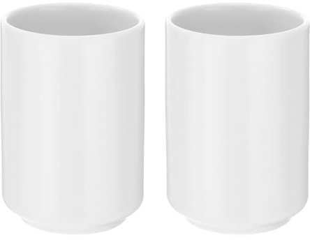 QUARKZMAN 2 Tazas de Té de Cerámica Japonesa de 8 Oz / 240 Ml, Color Sólido Simple sin Asa, Tazas de Té de Cerámica Mate Cilíndricas para Té Matcha, Vino Blanco, Café y Otras Bebidas, Blanco