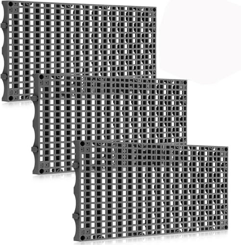 DoubleFill 3-Pack 24 Inch x 12 Inch Heavy Duty Fountain Basin Grate for Pond and Water Garden Features and More Snap-Together - Hide Reservoir, Rocks, Other Decorative Objects Black