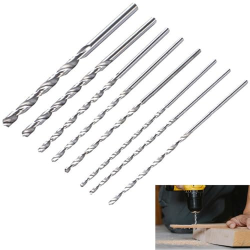 Belvanr 8 Piezas Broca de Barrena de Vástago Recto,Brocas Helicoidales Extra Largas,Broca Helicoidal Recta,Longitud::200mm,Diámetro::4-10mm,para Madera de Plástico y Aluminio