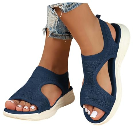 riou Sandalias Deportivas ortopédicas para Mujer Moda Zapatos con Punta Abierta Cuña Lavable de Verano Sandalia para Caminar