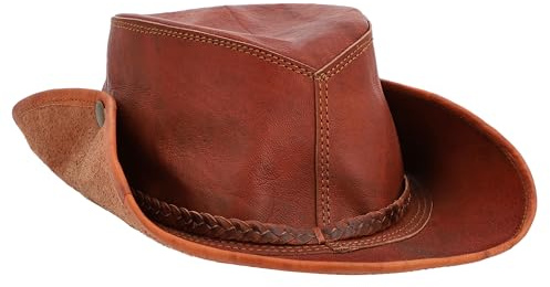 Gusti Jens Chapeau en cuir vintage pour homme Marron