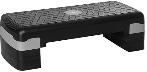 DRUNA Plataforma STEP Aeróbic para Fitness y Ejercicio en Casa con Base Antideslizante 67 * 27 * 10/15 cm (Negro- Gris 3 Alturas)