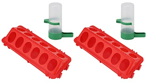 Tnfeeon Mangeoire à Eau pour Poussins, Mangeoire Automatique en Plastique avec 12 Trous, Idéale pour l'alimentation des Petites Volailles et Oiseaux (S Abreuvoir 60ML)