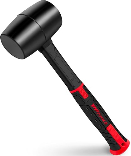 YIYITOOLS 16oz Double‑Faced Rubber Mallet, Rubber Head & Fiberglass Handle