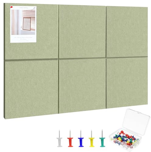 Large Cork Board 36 x 24, 6 Pack Pin Board, Felt Bulletin Boards | Includes Pushpins & 40 Safe Removable Adhesive Tabs, High-Density, Lightweight, for Walls Office Home Decor (Sage)