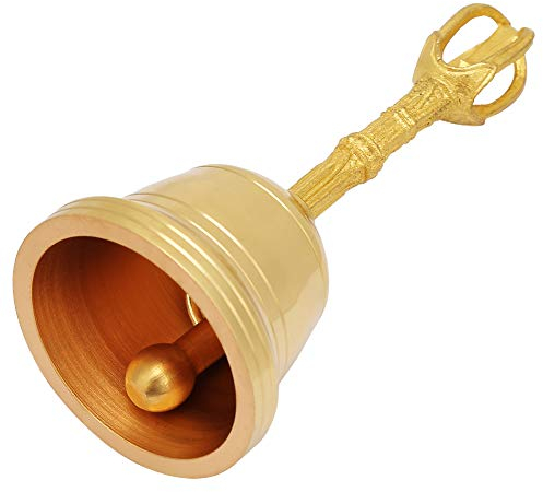 4.5 Zoll Gold Tischglocke Handglocke Handglocke aus Messing Buddhistische Glocke Feng Shui Taoist Instrument