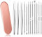 12 Stücke Mitesserentferner Komedonenquetscher Set Pinzetten Set mit Metall-Box Blackhead Remover aus Hochwertiger Edelstahl Akne Mitesser Entferner Extraktor Tools (orange)