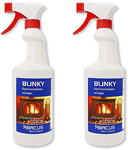 ABACUS® Kaminscheibenreiniger 2x 750ml – entfernt kraftvoll Ruß, Teer & Rauchharz – zum streifenfreien Reinigen von Kaminscheiben, Ofenglas & Kaminglas – effektiver Ofenreiniger (7741.2)