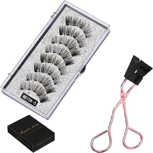 BSLVWG Magnetische Wimpern ohne Eyeliner Wiederverwendbare falsche Wimpern Natural Look 3D Effekt Wasserdichte gefälschte Wimpern Set mit Applikator (2 Paare) (10)