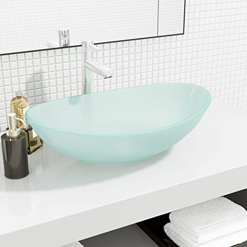 XIAOGUANG Lavabo, lavabo à poser, lavabo à poser, lavabo à poser, meuble de salle de bain, évier de salle de bain, verre trempé mat 54,5 x 35 x 15,5 cm