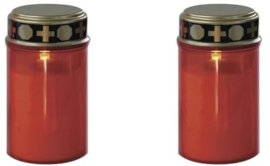 EMOS DCCV20 Bougie funéraire LED avec capteur crépusculaire étanche IP44 Durée de vie de 1500 heures Rouge 7 x 12,5 cm (Lot de 2)