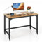 COSTWAY Schreibtisch mit Rollen, Computertisch mit Abnehmbarer Stofftasche & Kopfhörerhaken, Arbeitstisch mit 4 Rädern, Bürotisch rollbar, PC-Tisch, 120 x 60 x 75 cm, Natur