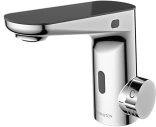 Bernstein Waschtischarmatur 3002S – Dual-Sensor-Technologie, LED-Temperaturanzeige, Strahlregler, Chrom, Batteriebetrieb & Strombetrieb, Hygienisch, Spritzfrei, Wasserhahn, Badarmatur