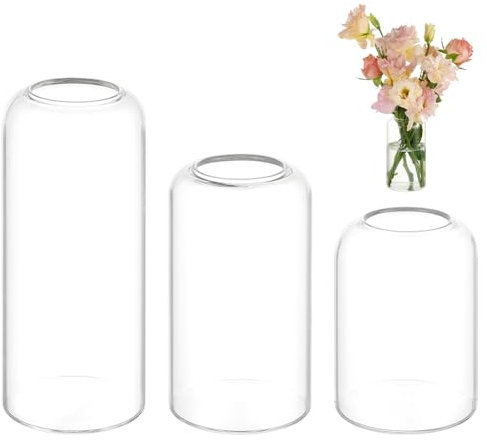 BENECREAT 3 Größe Clear Flower Vase, 9,9/12,7/16,5cm Glaszylinder Vasen für Centerpieces, Hydroponische Pflanze Flaschen Glasbehälter, Glasvase für Restaurants Hotels Home Decor