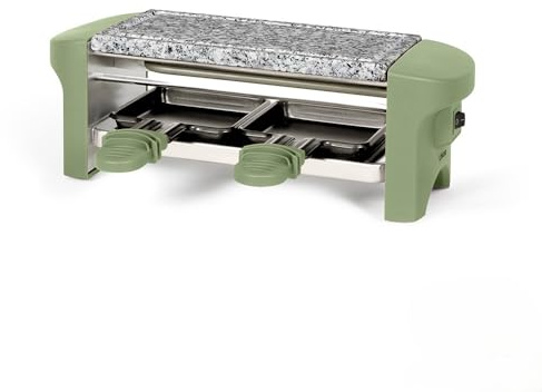 LIVOO - Appareil à Raclette 2 Personnes DOC156VE - Grill Pierre en Granite Amovible | Revêtement antiadhésif | 350 Watts | Blanc