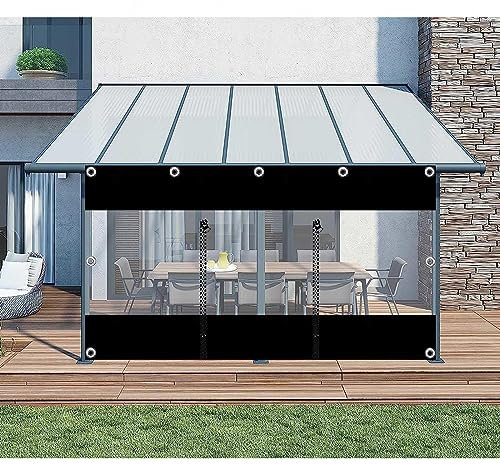 Transparente Pavillon-Seitenteile mit Reißverschluss, wasserdichte PVC-Planenvorhänge für den Außenbereich, Terrasse, Pergola, Veranda, Garage, Carport, 3,5 x 2 m